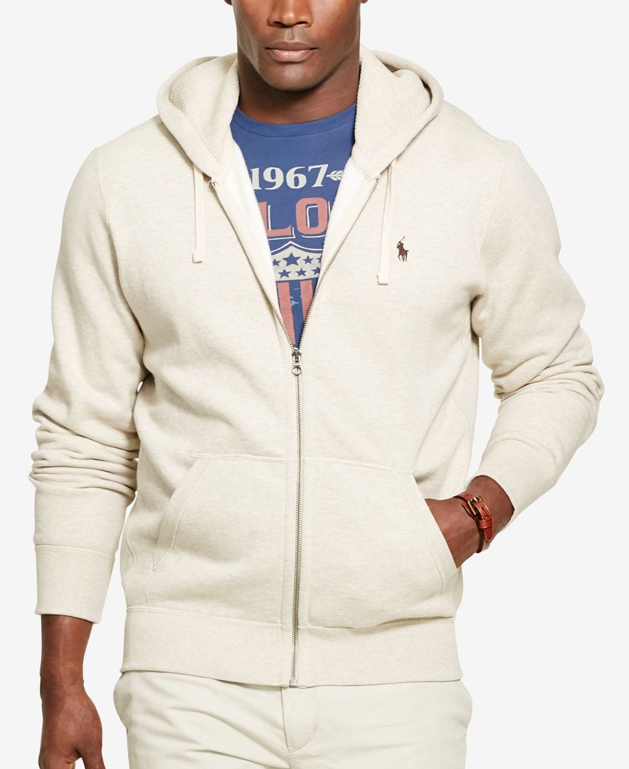 Polo Ralph Lauren Big & Tall Classic Fleece Full-zip Hoodie in Almond Heather (Natural) for Men